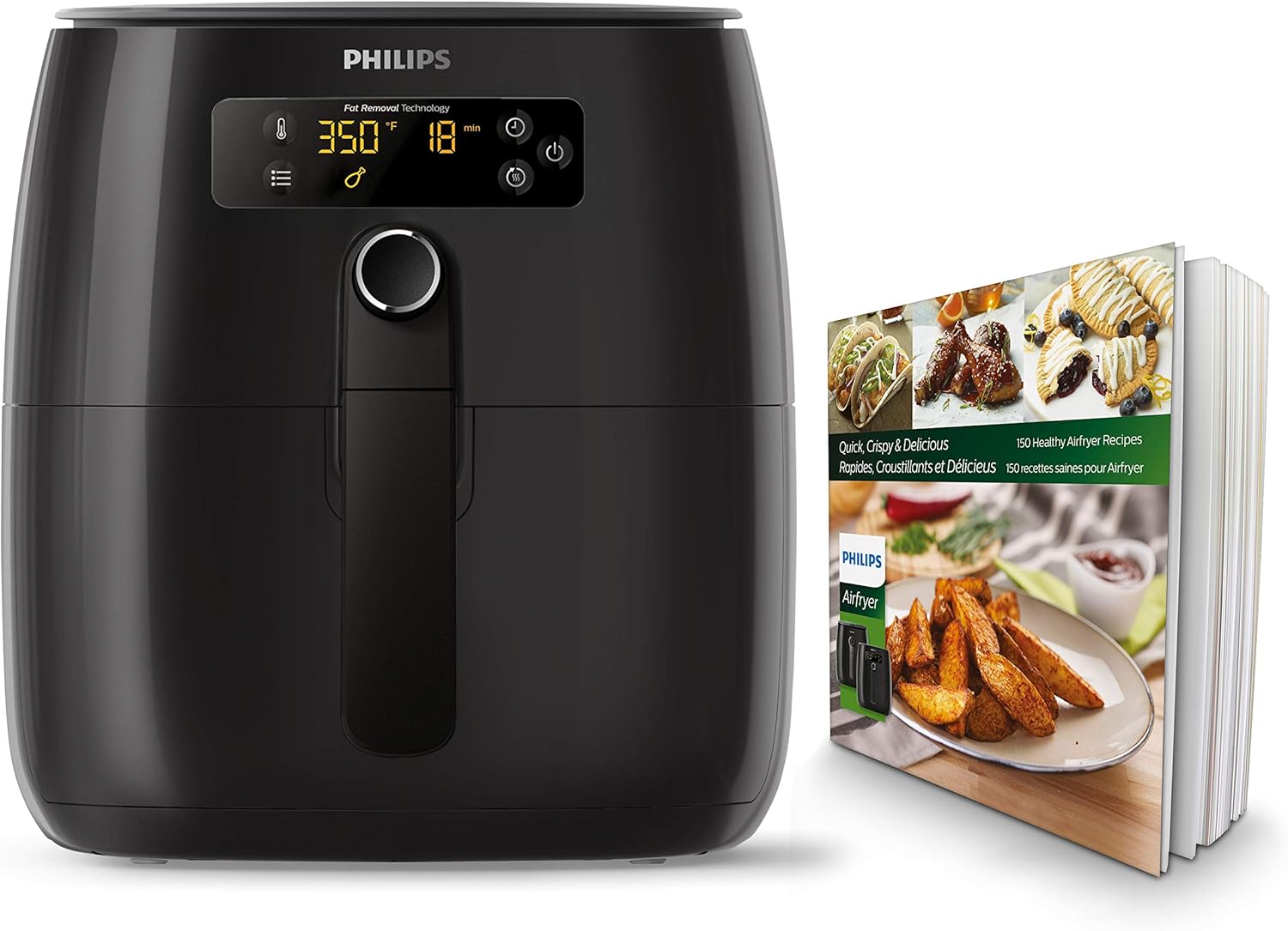 Philips Premium Analog Airfryer with Fat Removal Technology, 3qt, Black - Includes Recipe Cookbook by Philips Kitchen Appliances