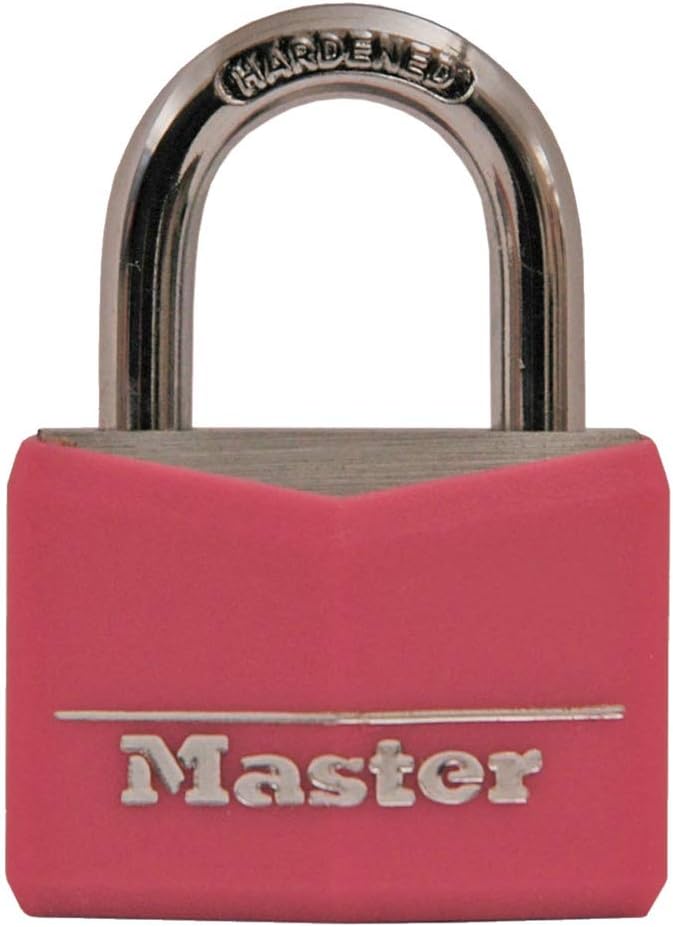 Pink Covered Aluminum Keyed Padlock with Steel Shackle for Gym or School Locker - 1-9/16 Inch Lock Body - WildKart