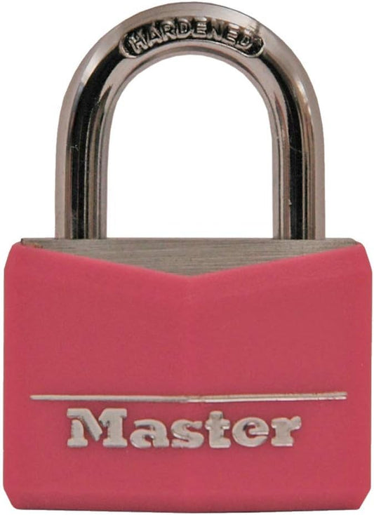 Pink Covered Aluminum Keyed Padlock with Steel Shackle for Gym or School Locker - 1-9/16 Inch Lock Body - WildKart