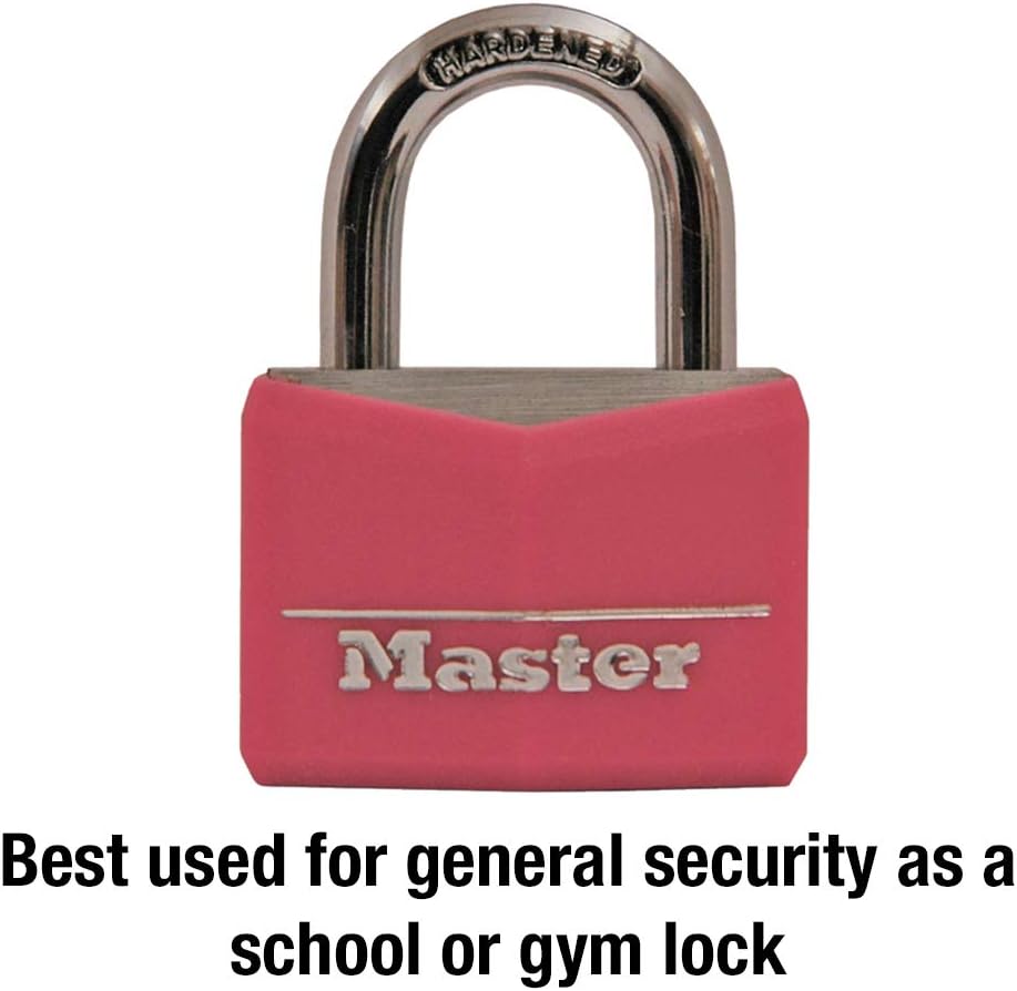Pink Covered Aluminum Keyed Padlock with Steel Shackle for Gym or School Locker - 1-9/16 Inch Lock Body - WildKart