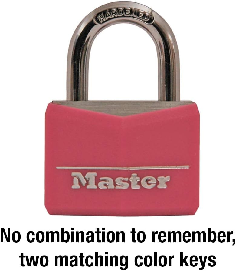 Pink Covered Aluminum Keyed Padlock with Steel Shackle for Gym or School Locker - 1-9/16 Inch Lock Body - WildKart