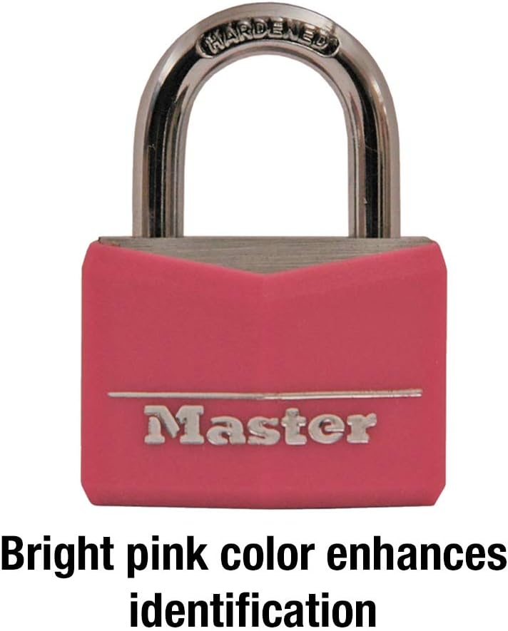 Pink Covered Aluminum Keyed Padlock with Steel Shackle for Gym or School Locker - 1-9/16 Inch Lock Body - WildKart
