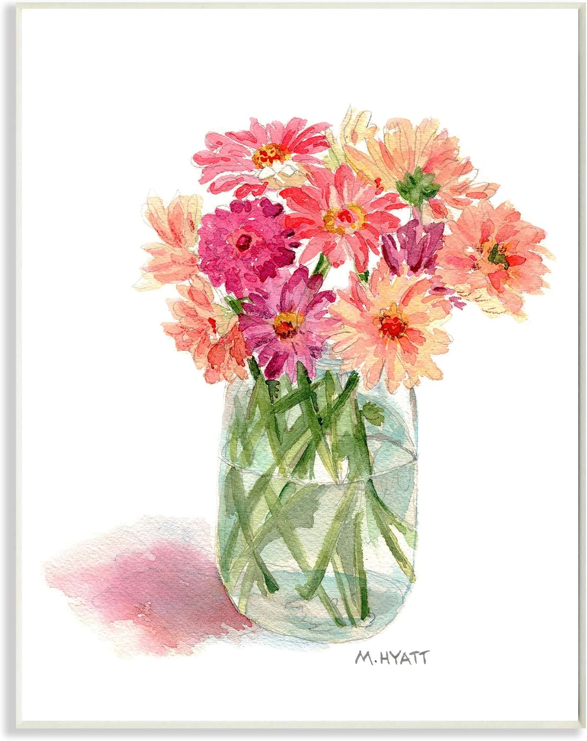 Pink Daisy Watercolor Bouquet Wall Plaque by Stupell Industries, Design by Melissa Hyatt LLC - 13 x 19, White