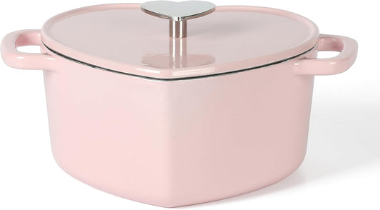 Pink Heart Shaped 2-Quart Enamel Cast Iron Dutch Oven by Martha Stewart - Cooking Essential
