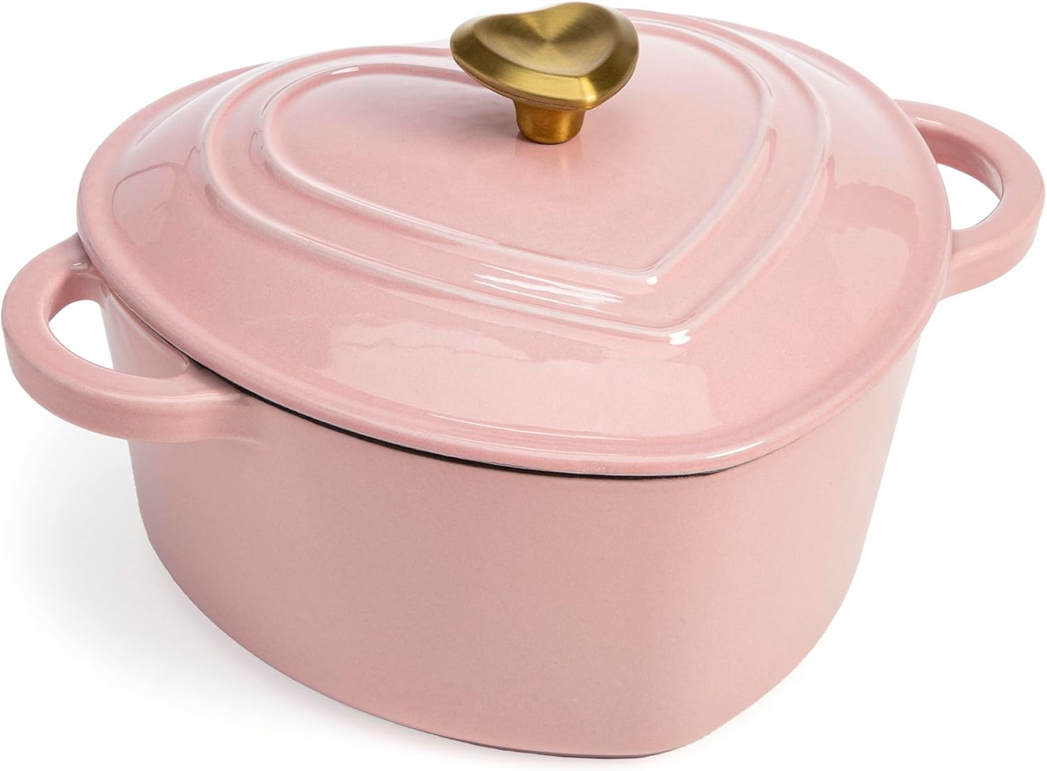 Pink Heart-Shaped Enameled Cast Iron Dutch Oven with Lid - 4 Quart, Paris Hilton Collection, Stovetop and Oven Safe