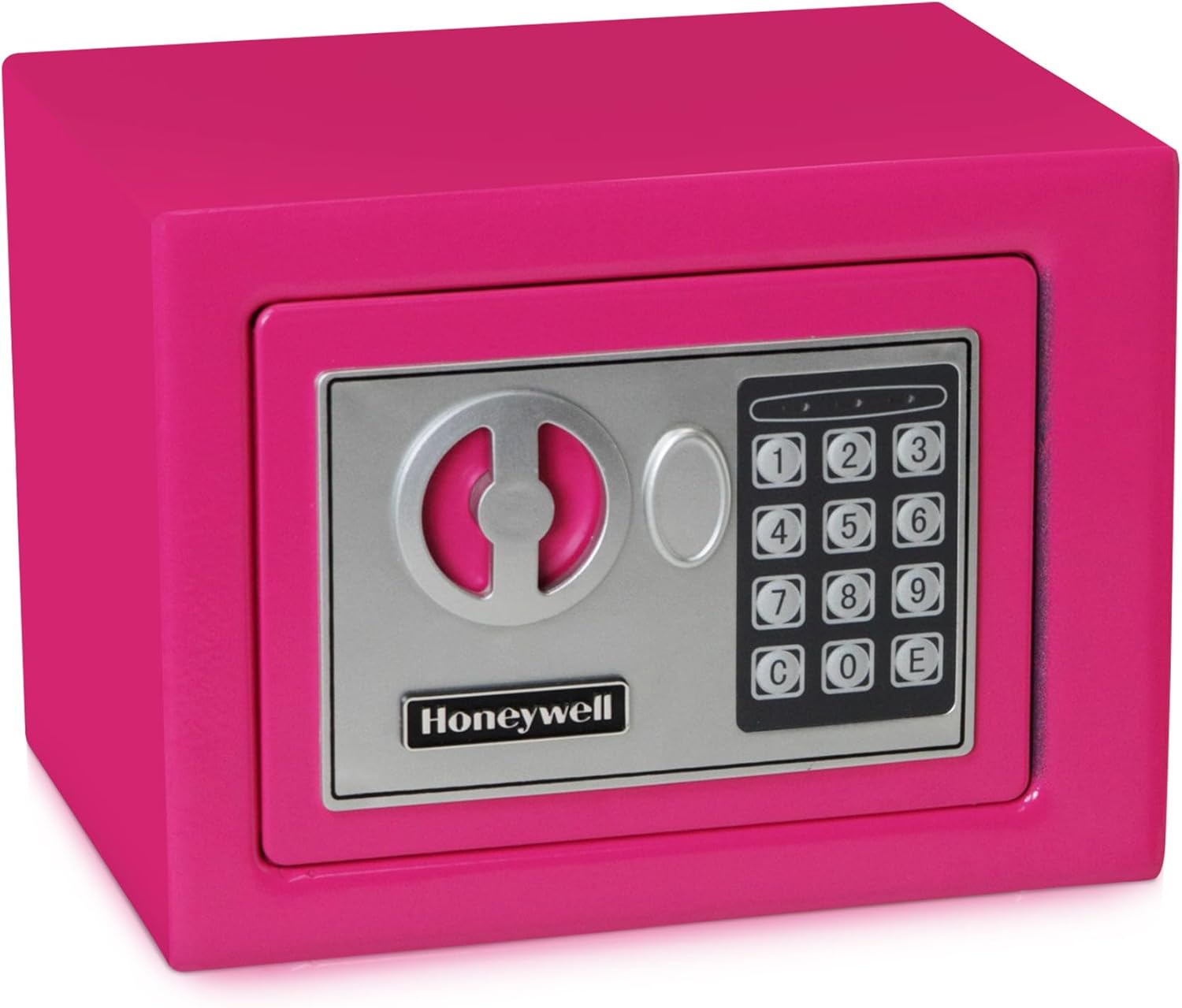 Pink Honeywell Small Safe Box with Digital Lock for Home Security - Bolt Down Steel Electronic Lock Box - 0.17-Cubic Feet - 5005P