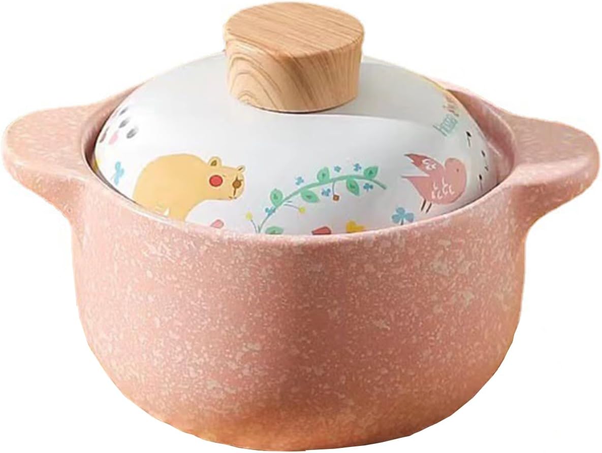 Pink Milk Pot with Lid, 1.1 Qt Nonstick Sauce Pan, Stay-cool Handle - Baby Complementary Food Pot - PFOA Free
