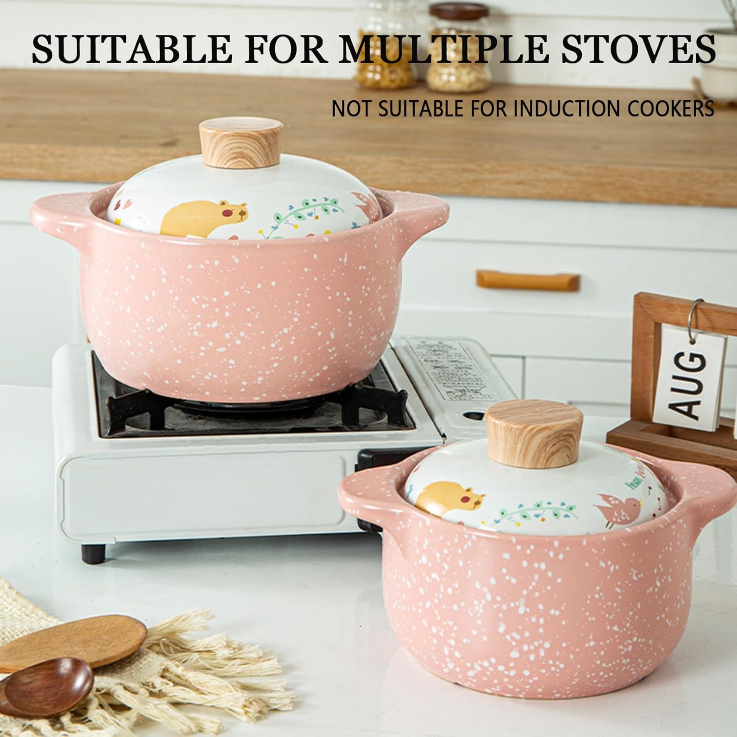 Pink Milk Pot with Lid, 1.1 Qt Nonstick Sauce Pan, Stay-cool Handle - Baby Complementary Food Pot - PFOA Free