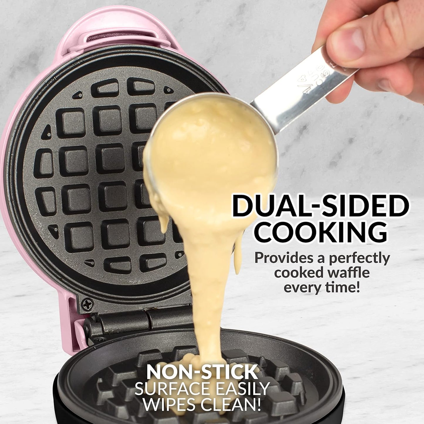 Pink Nostalgia MyMini Waffle Maker with 5-Inch Cooking Surface - Perfect for Hash Browns, French Toast, Grilled Cheese, Quesadillas, Brownies, and Cookies!