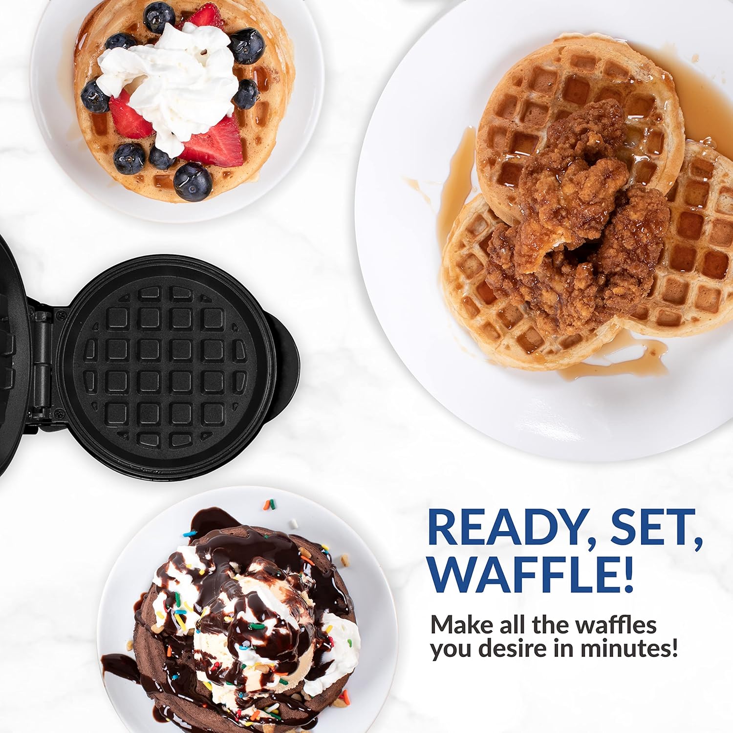 Pink Nostalgia MyMini Waffle Maker with 5-Inch Cooking Surface - Perfect for Hash Browns, French Toast, Grilled Cheese, Quesadillas, Brownies, and Cookies!