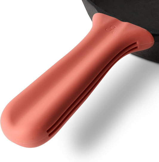 Pink Silicone Handle Cover for Greater Goods Cast Iron Skillet and Griddle
