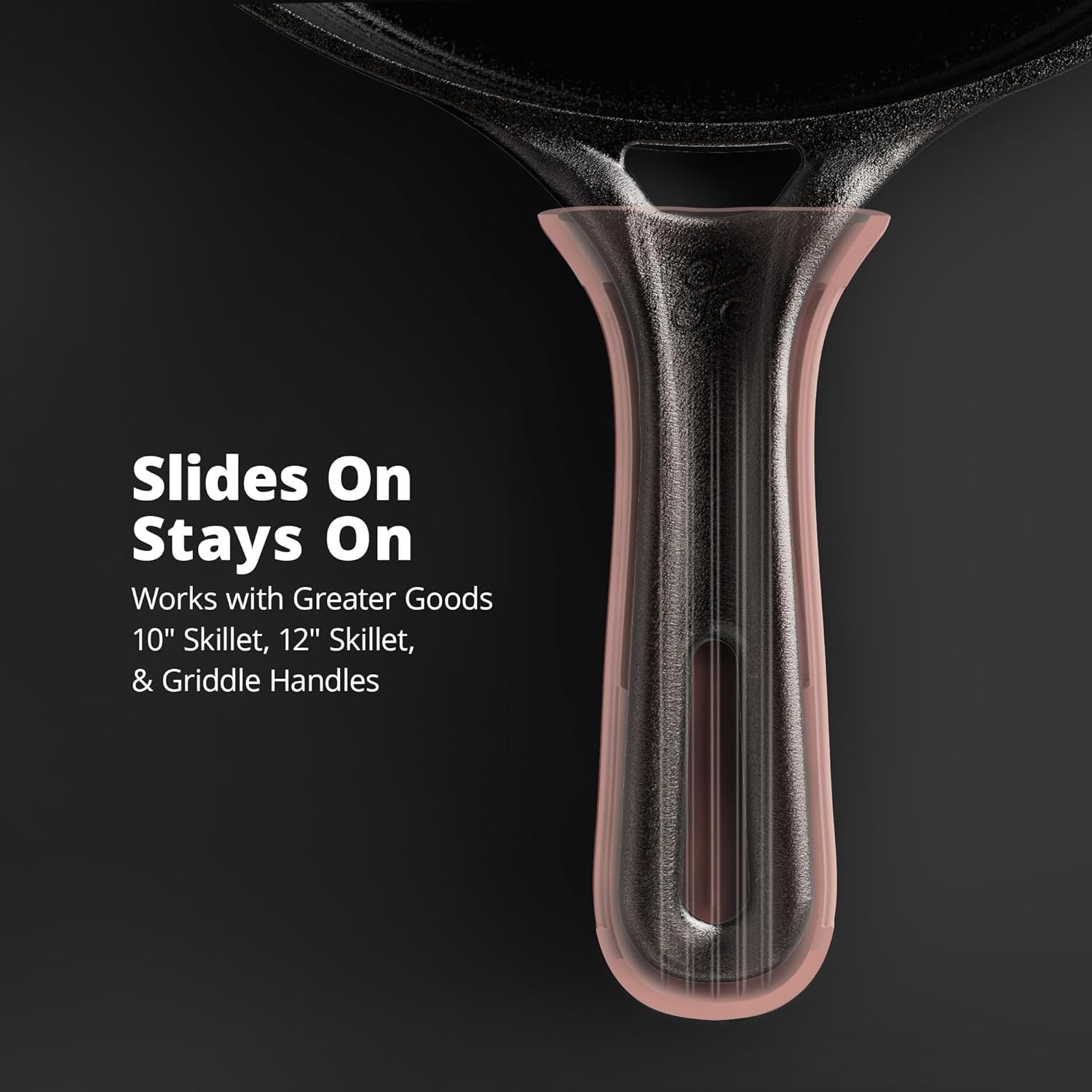 Pink Silicone Handle Cover for Greater Goods Cast Iron Skillet and Griddle