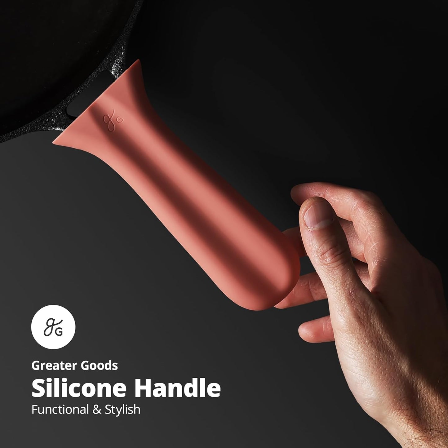 Pink Silicone Handle Cover for Greater Goods Cast Iron Skillet and Griddle