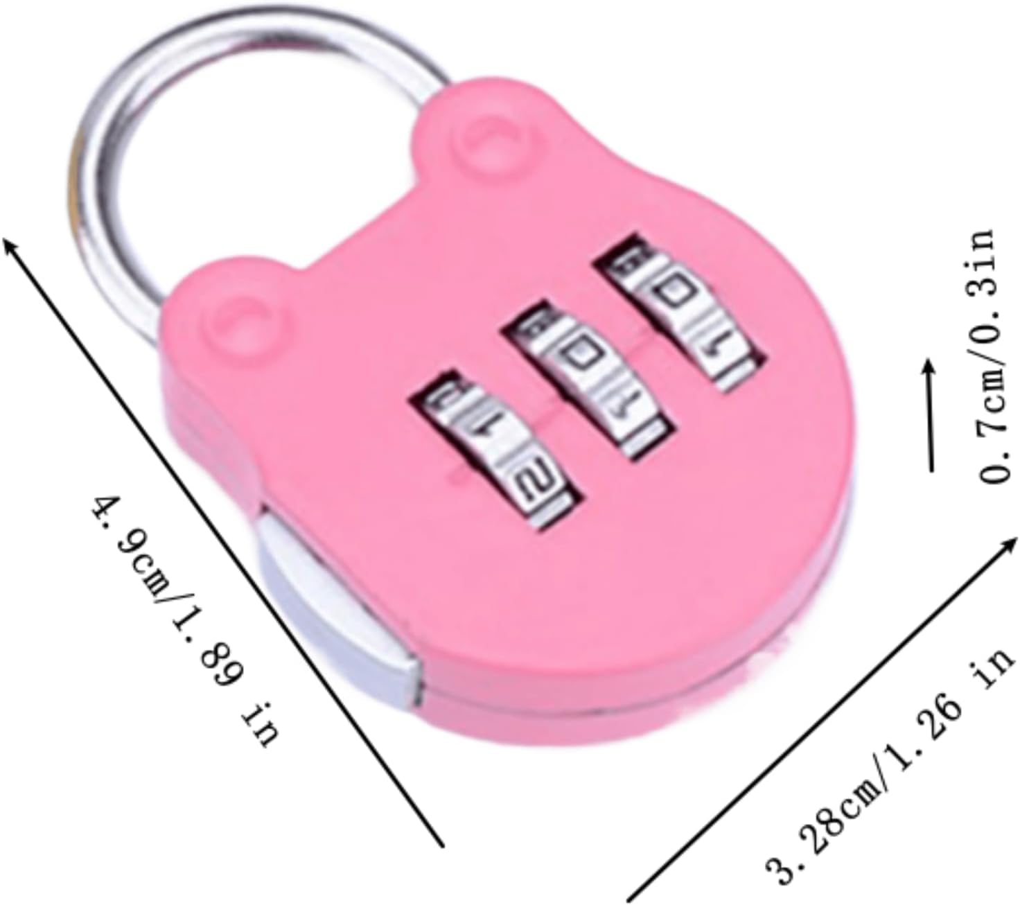 Pink Zinc Alloy 3-Digit Combination Padlock - Resettable Code Lock for Travel, Backpack, Gym, School Lockers, Luggage - Small Portable Number Lock for Suitcase and Bags