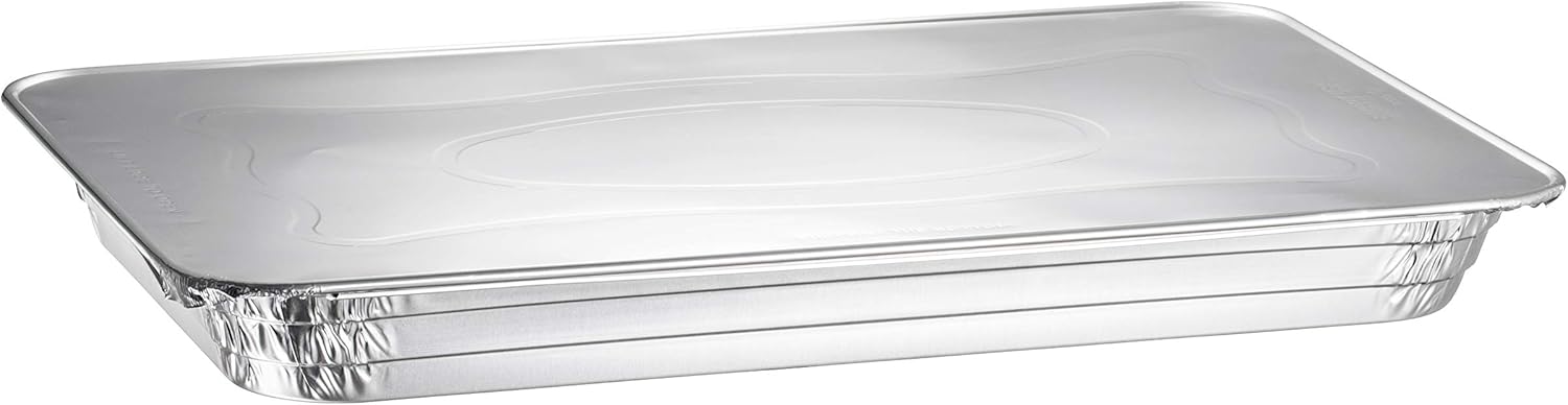 Plastible Full-Size Medium Foil Pan with Lids - 20 Pack of Disposable Aluminum Steam Table Pans, 20.75" x 12.8" x 2.2