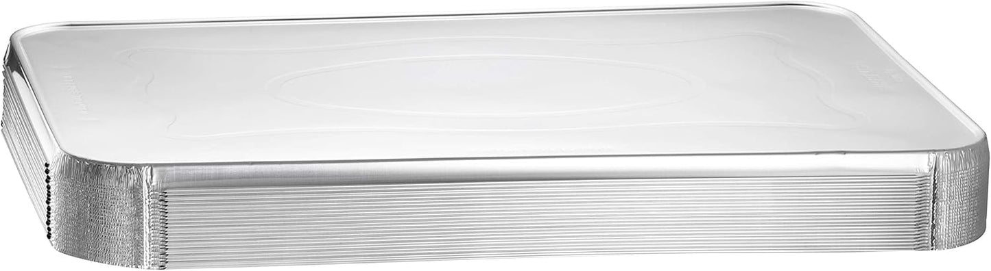 Plastible Full-Size Medium Foil Pan with Lids - 20 Pack of Disposable Aluminum Steam Table Pans, 20.75" x 12.8" x 2.2