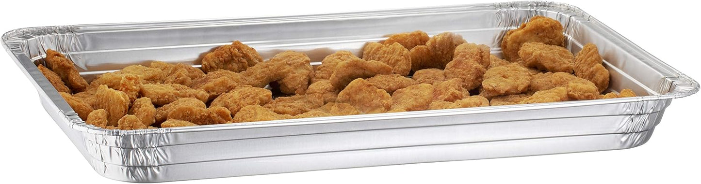 Plastible Full-Size Medium Foil Pan with Lids - 20 Pack of Disposable Aluminum Steam Table Pans, 20.75" x 12.8" x 2.2