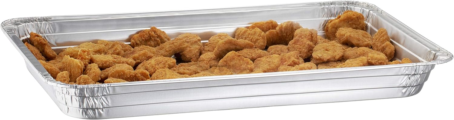 Plastible Full-Size Medium Foil Pan with Lids - 20 Pack of Disposable Aluminum Steam Table Pans, 20.75" x 12.8" x 2.2