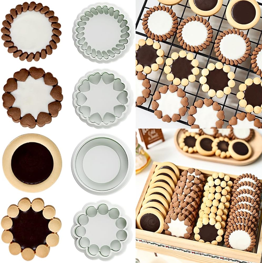 Plastic 3D Flower Cookie Cutter Set for Baking Sandwich Cookies and Fondant Molds