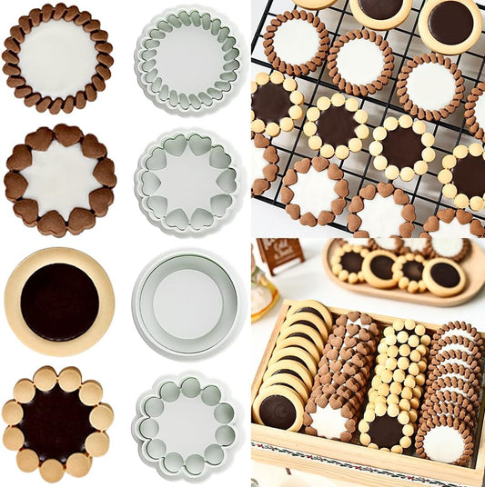 Plastic 3D Flower Cookie Cutter Set for Baking Sandwich Cookies and Fondant Molds