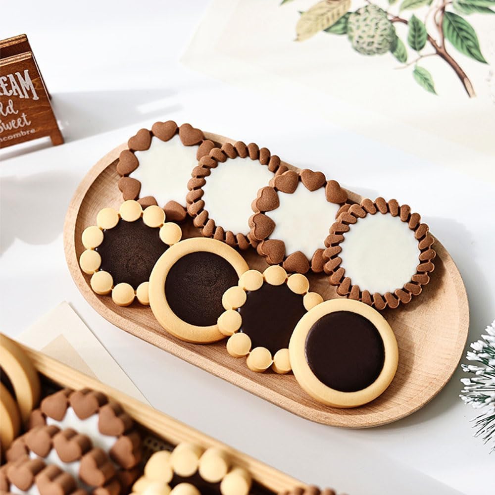 Plastic 3D Flower Cookie Cutter Set for Baking Sandwich Cookies and Fondant Molds