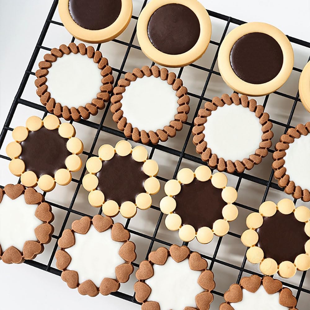 Plastic 3D Flower Cookie Cutter Set for Baking Sandwich Cookies and Fondant Molds