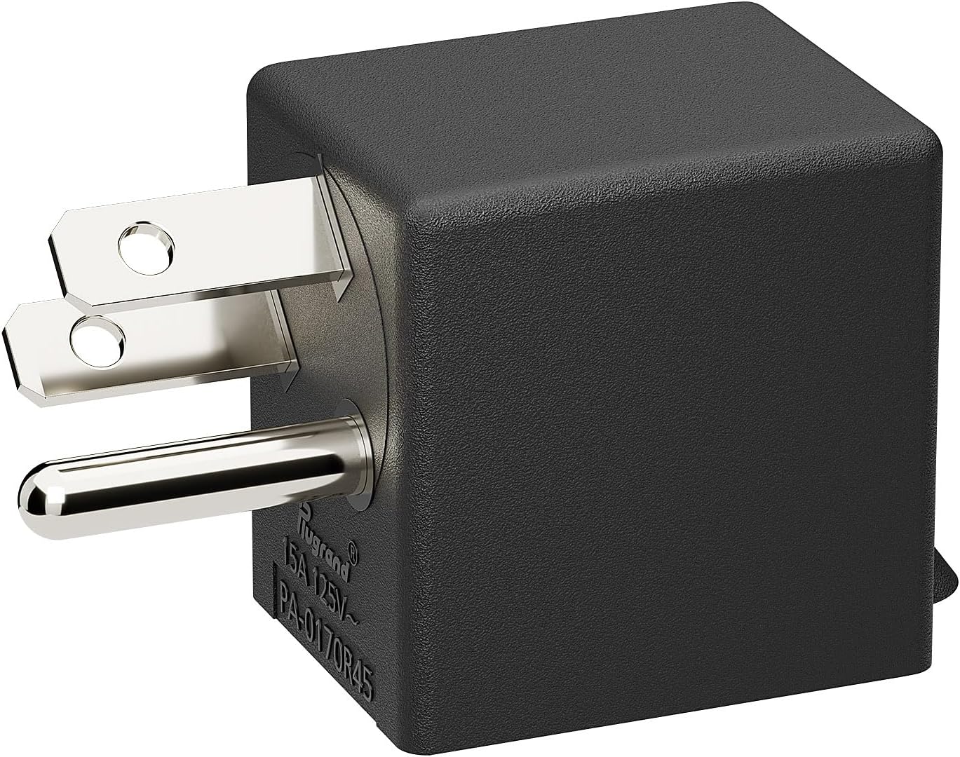 Plugrand 90 Degree Right Angle USA Male Female Power Adapter - White 5-15P to 5-15R Space Saving Direction Changer Adapter