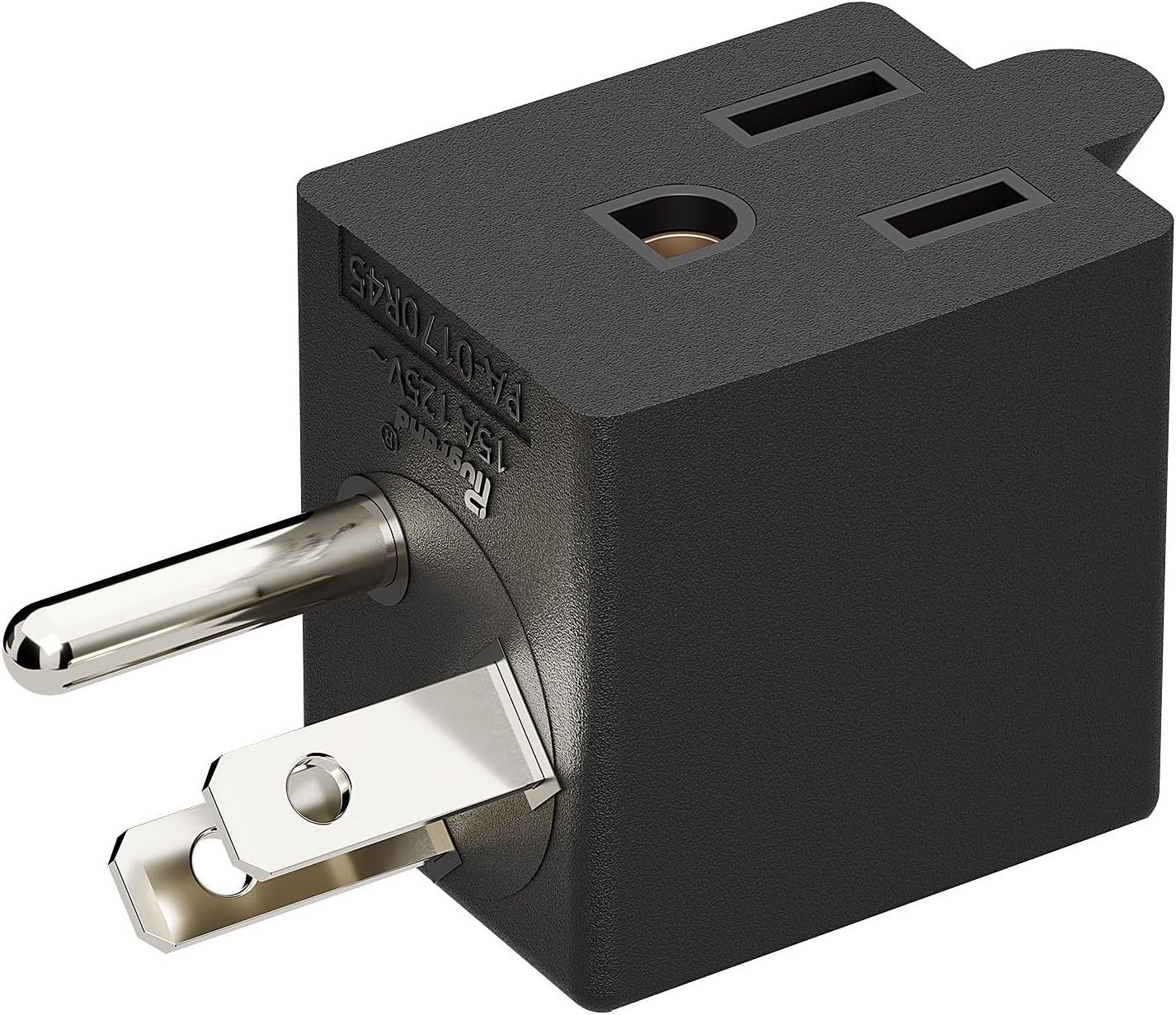 Plugrand 90 Degree Right Angle USA Male Female Power Adapter - White 5-15P to 5-15R Space Saving Direction Changer Adapter