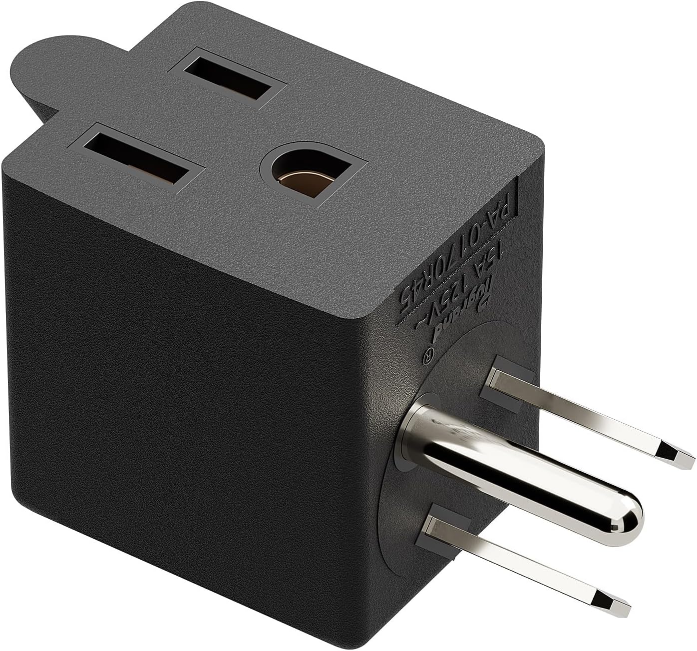 Plugrand 90 Degree Right Angle USA Male Female Power Adapter - White 5-15P to 5-15R Space Saving Direction Changer Adapter