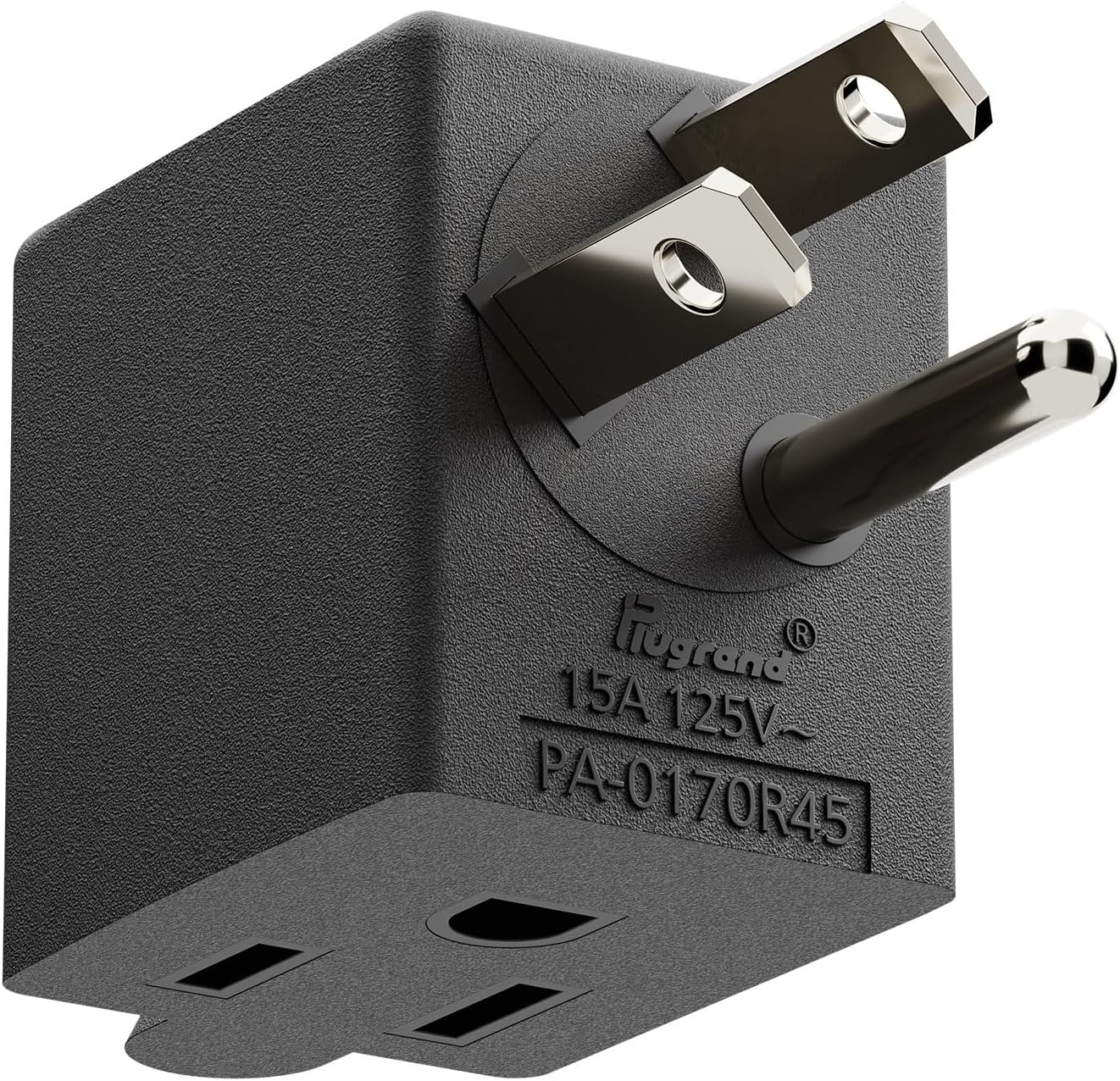 Plugrand 90 Degree Right Angle USA Male Female Power Adapter - White 5-15P to 5-15R Space Saving Direction Changer Adapter