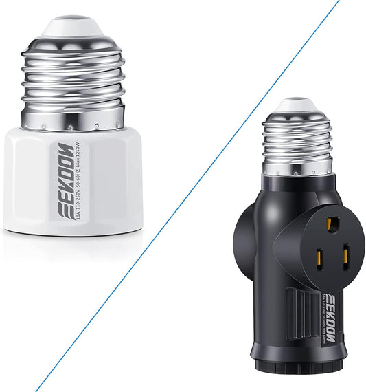 Polarized Light Socket Adapter for E26/E27 Bulbs - Converts Socket to Plug for Patio or Garage