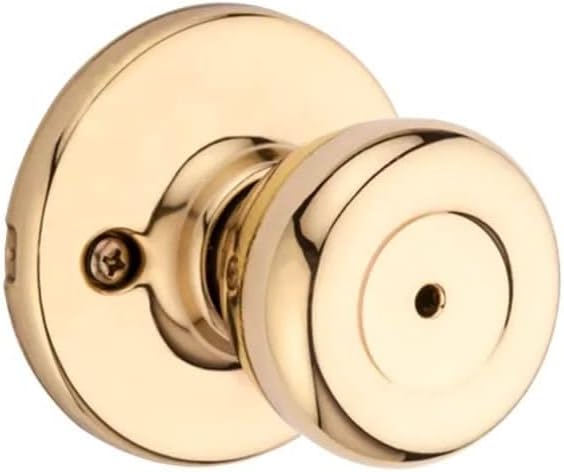 Polished Brass Privacy Door Knob for Bathroom/Bedroom - Keyless Turn Lock Doorknob by Kwikset Tylo (1 Count)