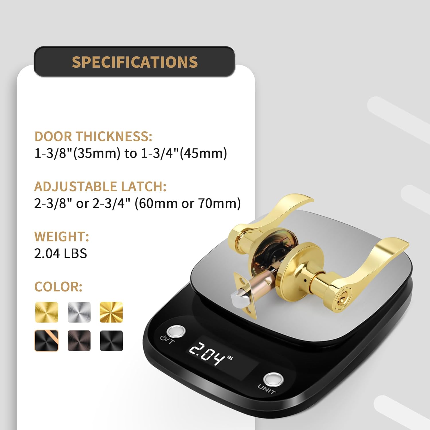 Polished Brass Wave Style Entry Door Handle with Keys - Keyed Lock for Front Doors - Reversible Lever for Left/Right Entry