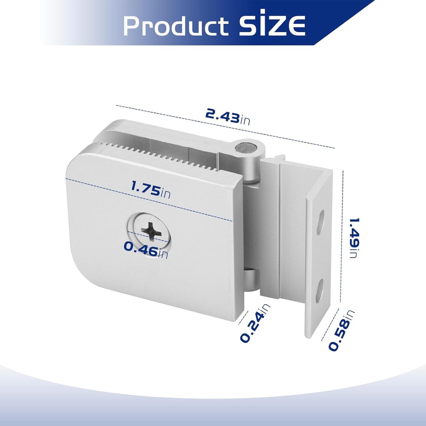 Polished Chrome Glass Shower Door Hinges for 1/4" Aluminum Framed-Glass Doors - Residential Shower Door Hardware Replacement