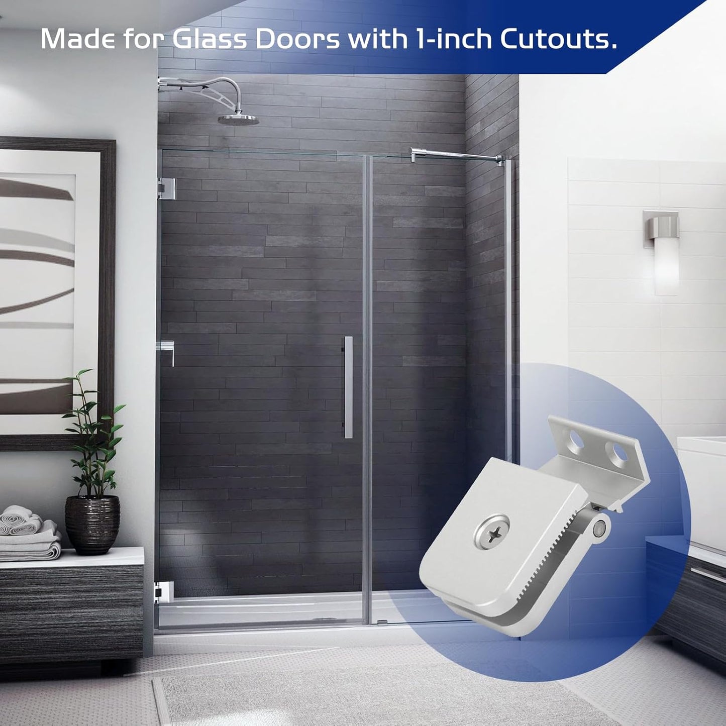 Polished Chrome Glass Shower Door Hinges for 1/4" Aluminum Framed-Glass Doors - Residential Shower Door Hardware Replacement