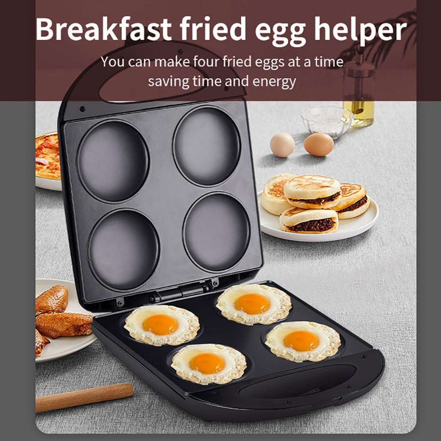 Portable 1400W Mini Nonstick Griddle for Healthy Cooking - Electric Arepa Maker, Pancake Pan - Make 4 Unique Flapjacks, Fried Eggs, Burgers, Omelettes - Single Hole Diameter 10CM
