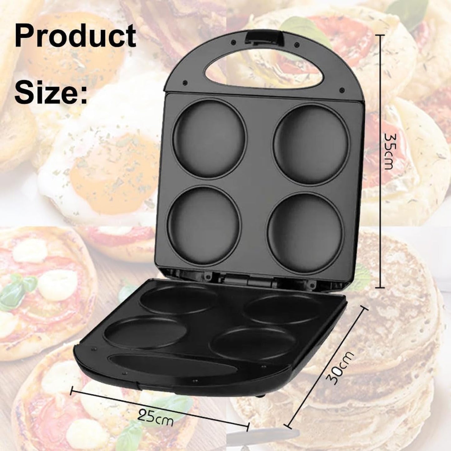 Portable 1400W Mini Nonstick Griddle for Healthy Cooking - Electric Arepa Maker, Pancake Pan - Make 4 Unique Flapjacks, Fried Eggs, Burgers, Omelettes - Single Hole Diameter 10CM