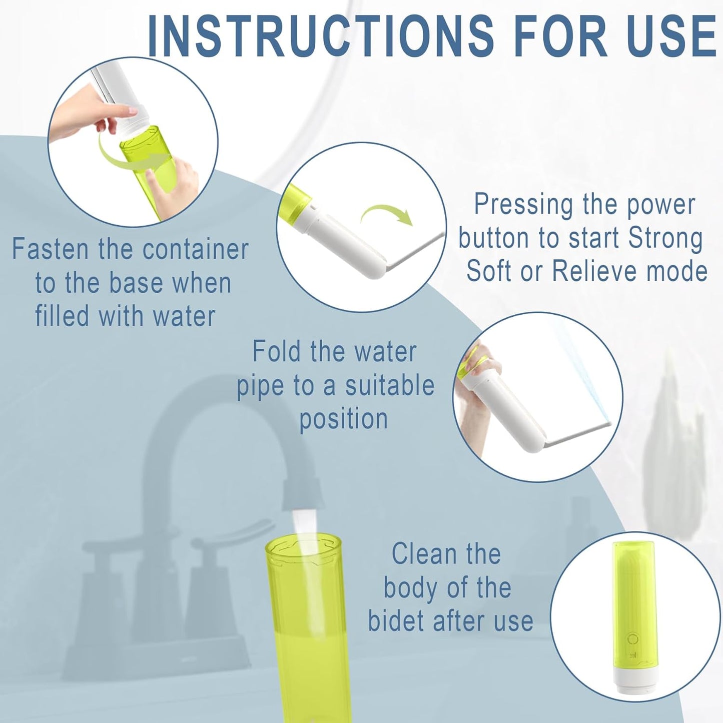 Portable Bidet with 3 Water Spray Modes, USB Rechargeable Handheld Sprayer for Women and Men - High Pressure Personal Hygiene Tool for Travel and Postpartum Care