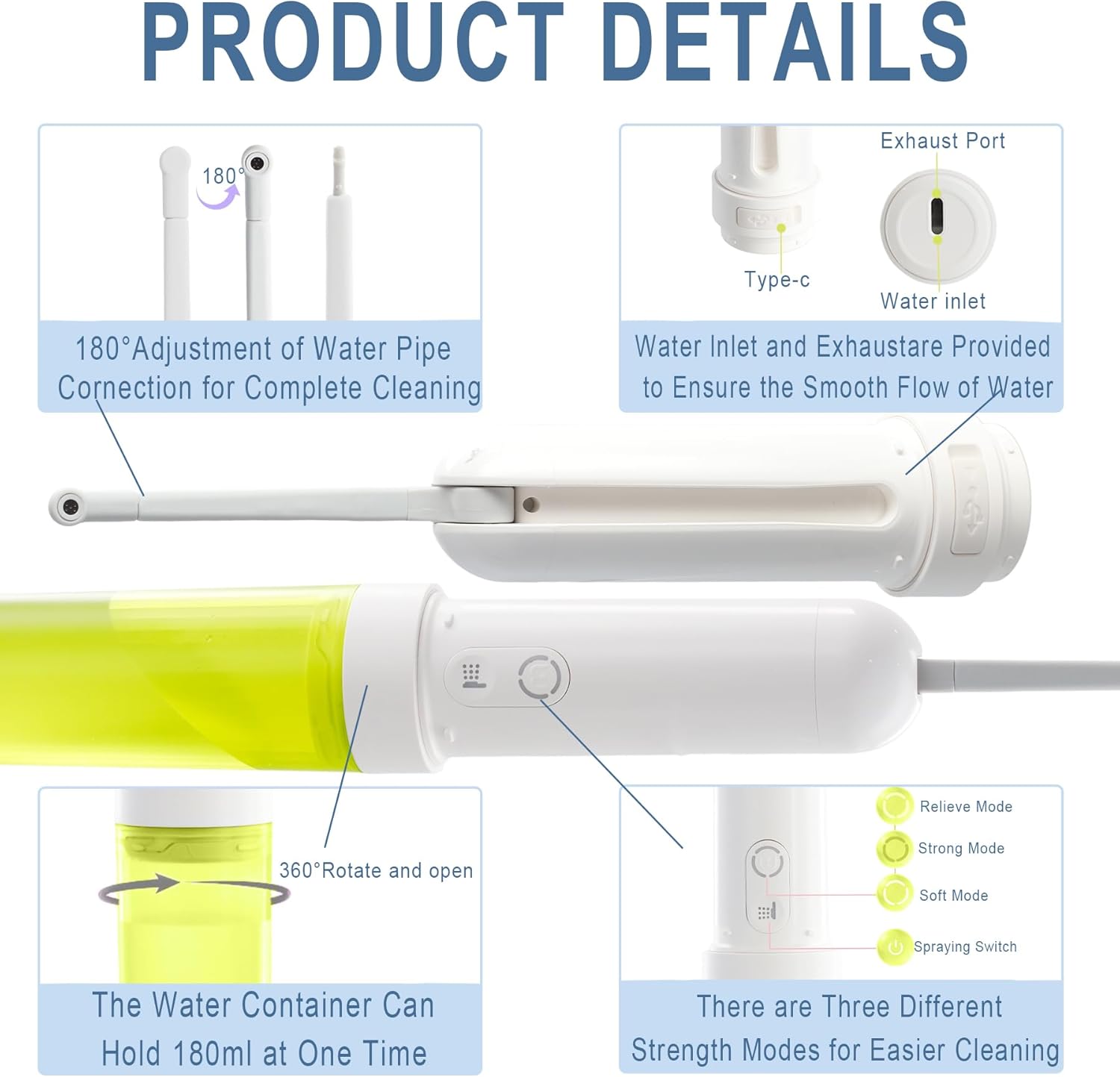 Portable Bidet with 3 Water Spray Modes, USB Rechargeable Handheld Sprayer for Women and Men - High Pressure Personal Hygiene Tool for Travel and Postpartum Care