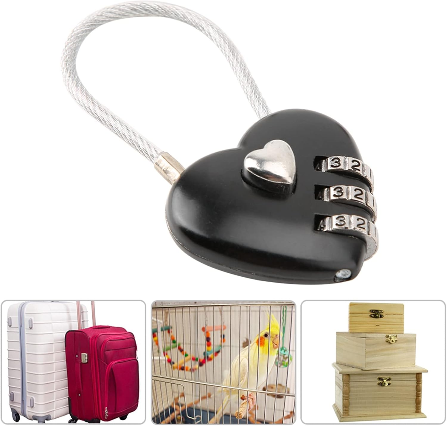Portable Black Luggage Bag Lock with Easy Reset Password for Jewelry Box - WGFOIP Security Lock