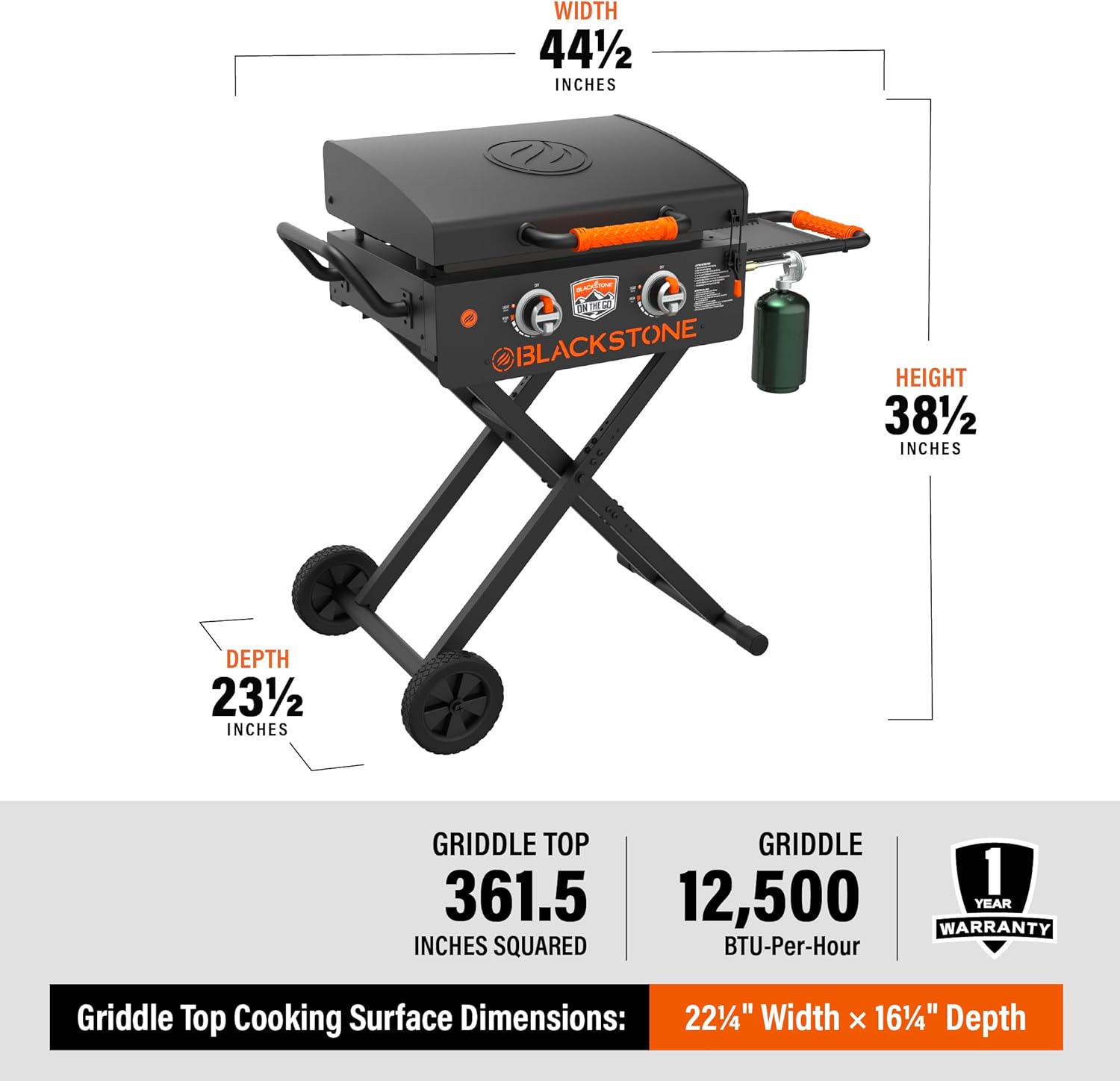 Portable Blackstone 1935 Scissor-Leg Griddle with Hood - 22" - Perfect for Outdoor Cooking