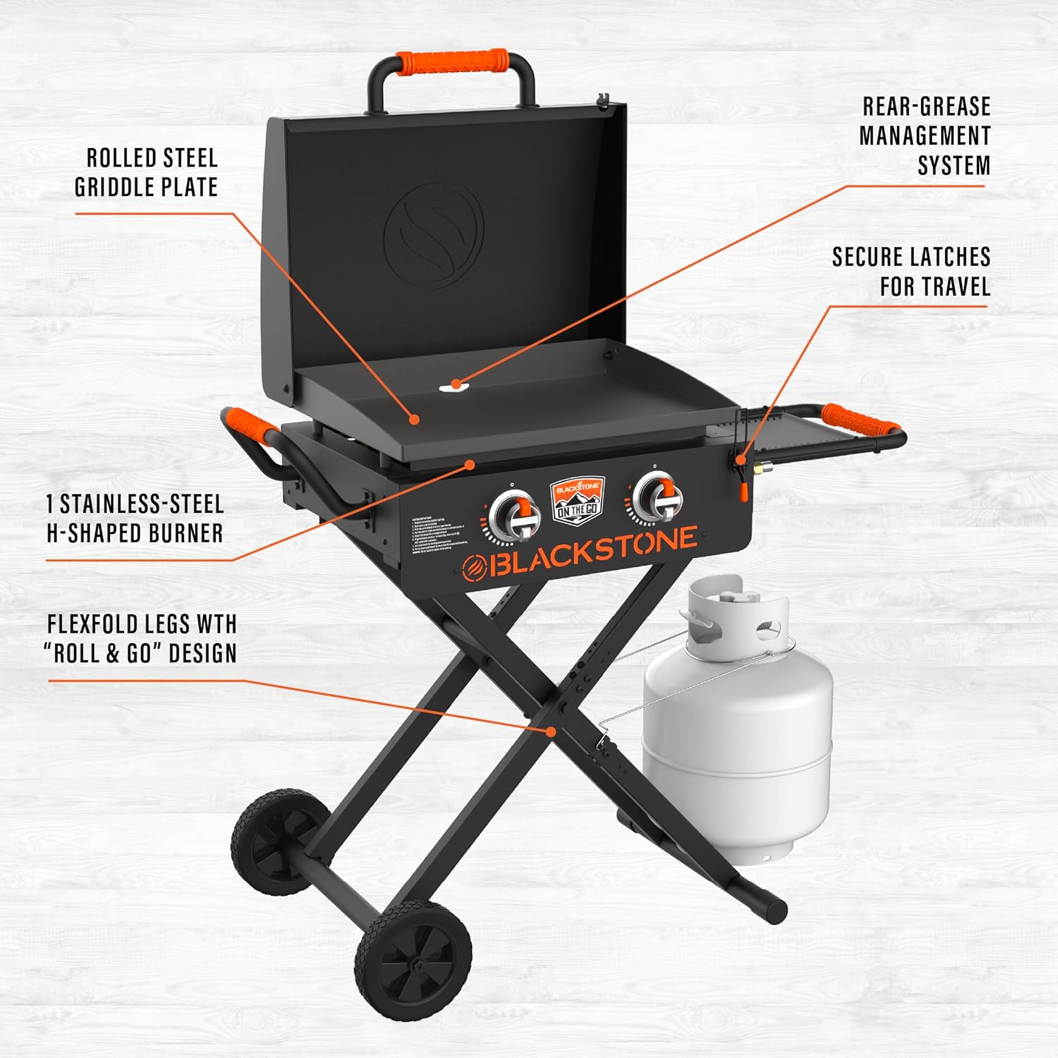 Portable Blackstone 1935 Scissor-Leg Griddle with Hood - 22" - Perfect for Outdoor Cooking