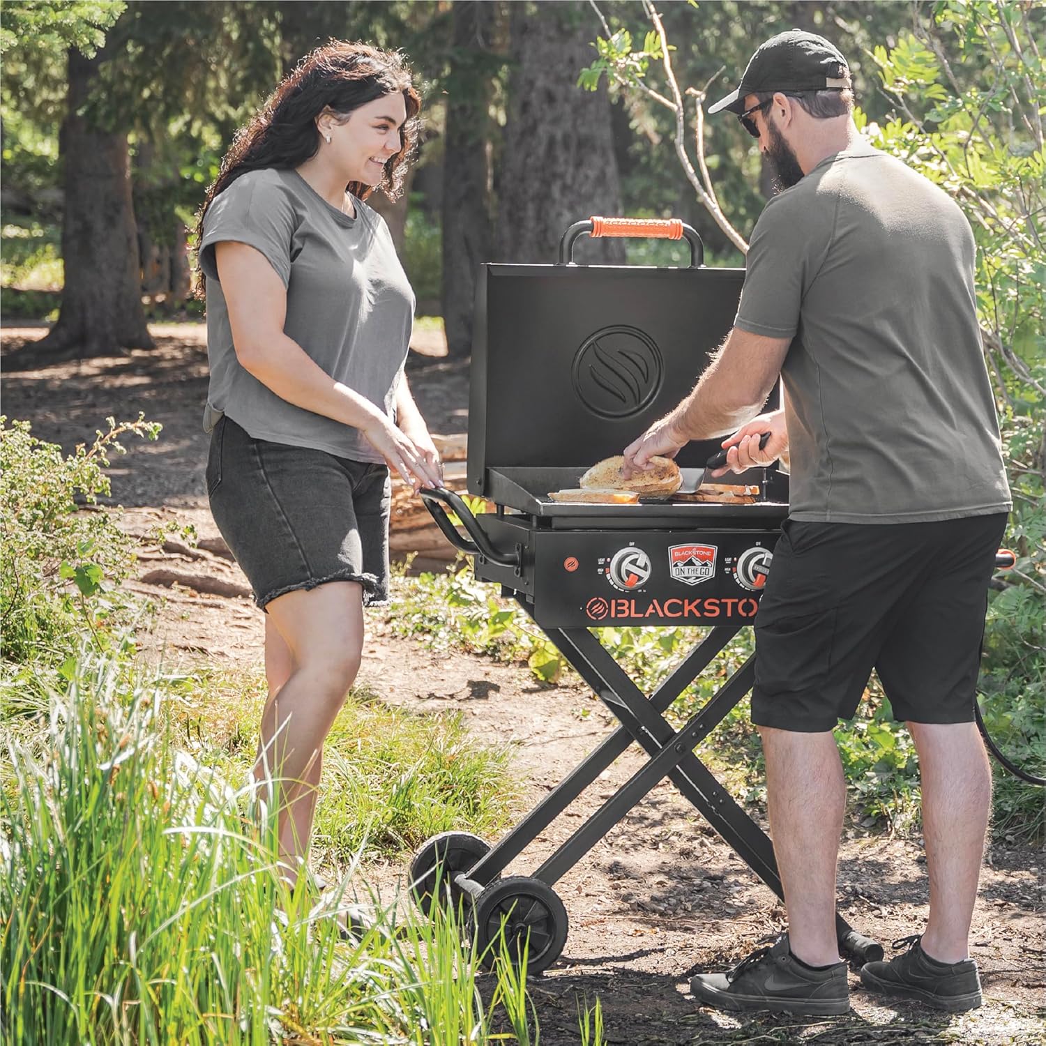 Portable Blackstone 1935 Scissor-Leg Griddle with Hood - 22" - Perfect for Outdoor Cooking