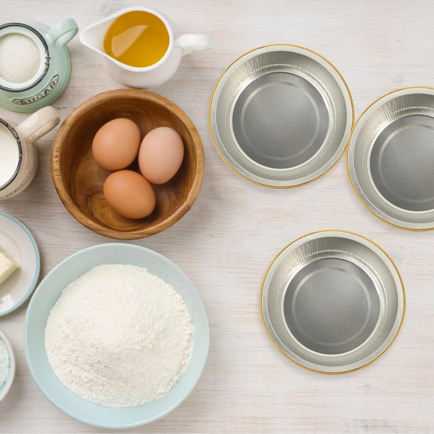 Portable Camping Grill with 10 Aluminum Foil Pans - Takeout Trays for Baking, Grilling, BBQ - Round Steam Table Containers