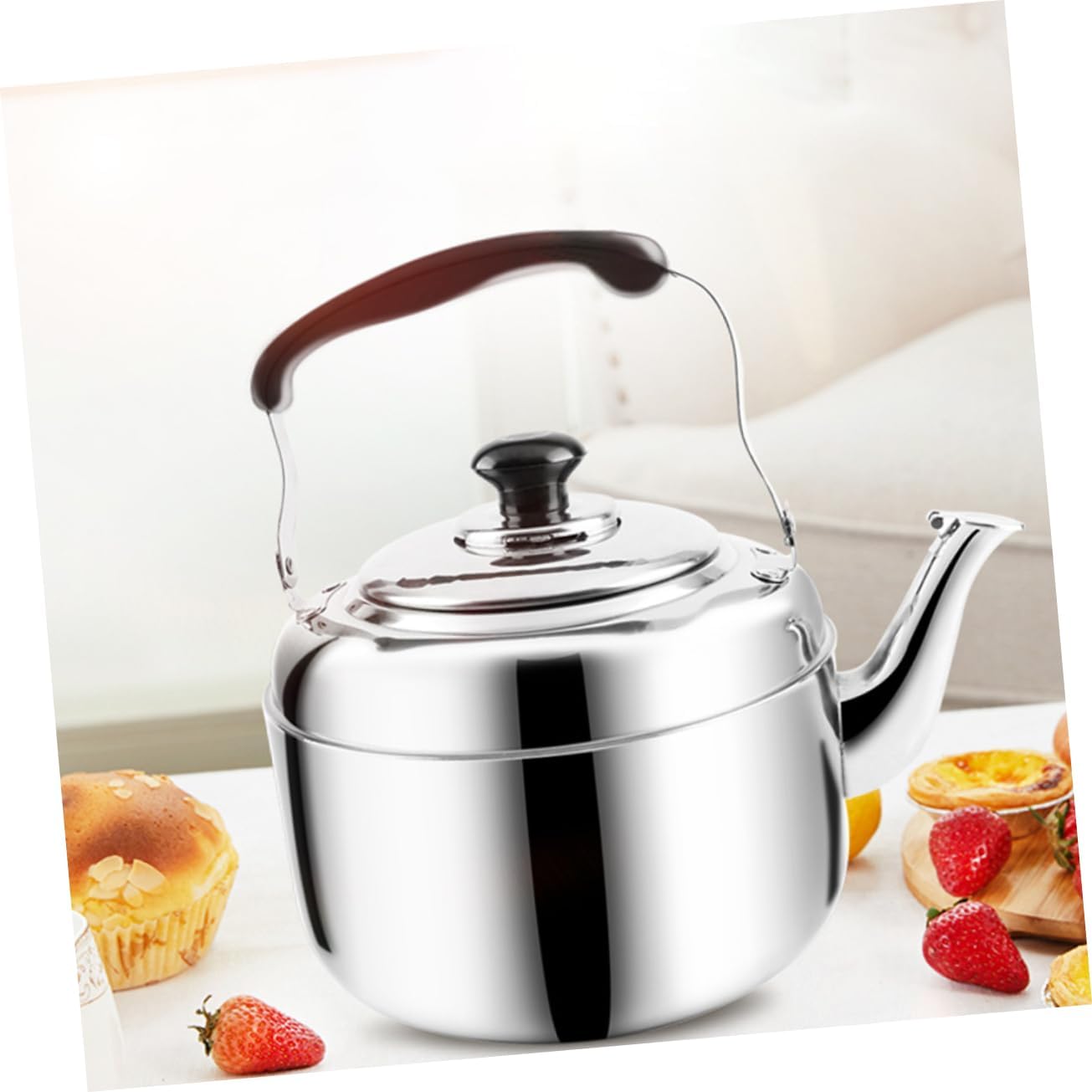 Portable Electric Gooseneck Kettle with Clear Water Jug for Caravan and Travel - Stainless Steel Black Kitchen Gadget