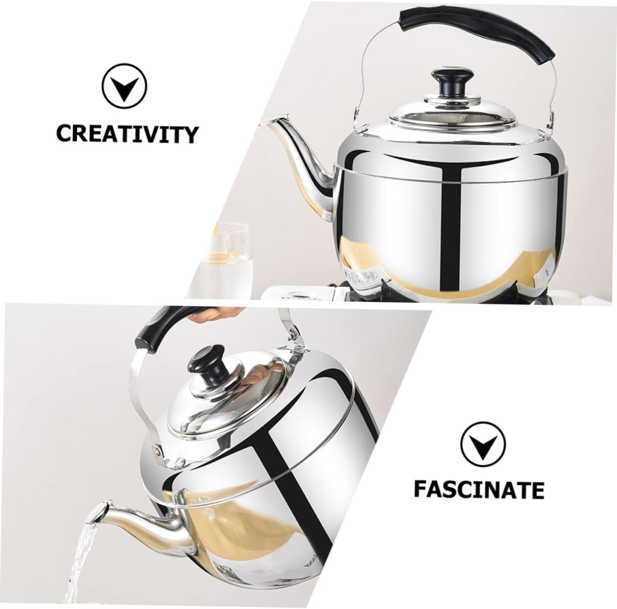 Portable Electric Gooseneck Kettle with Clear Water Jug for Caravan and Travel - Stainless Steel Black Kitchen Gadget