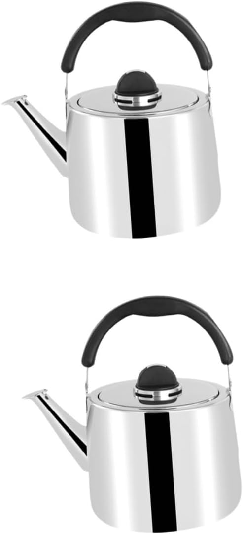 Portable Electric Tea Kettle Set with Toaster and Infuser - Quick Boil Gas Whistle Kettle for Gas Stove - Stainless Steel Yellow Silver