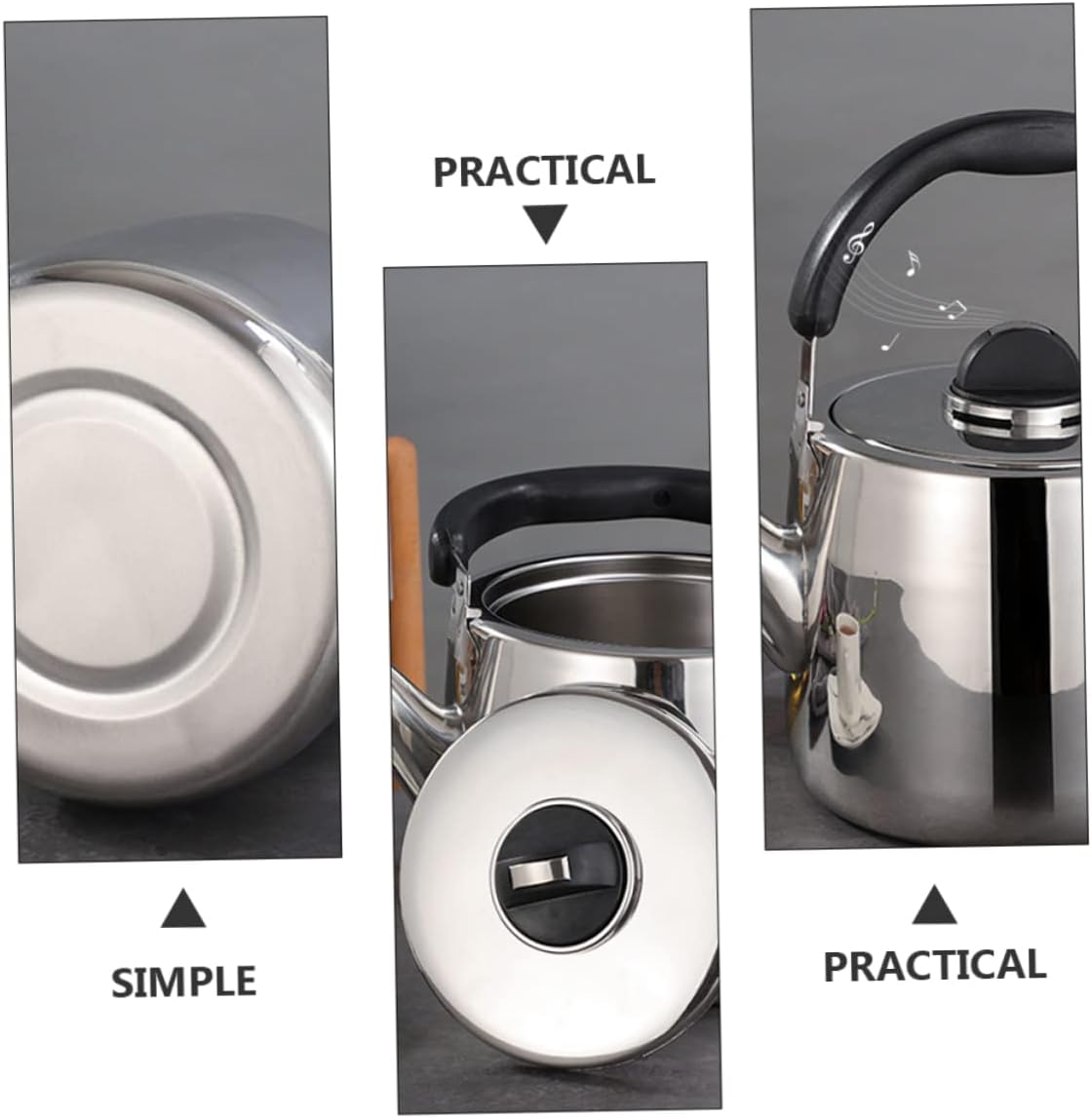 Portable Electric Tea Kettle Set with Toaster and Infuser - Quick Boil Gas Whistle Kettle for Gas Stove - Stainless Steel Yellow Silver