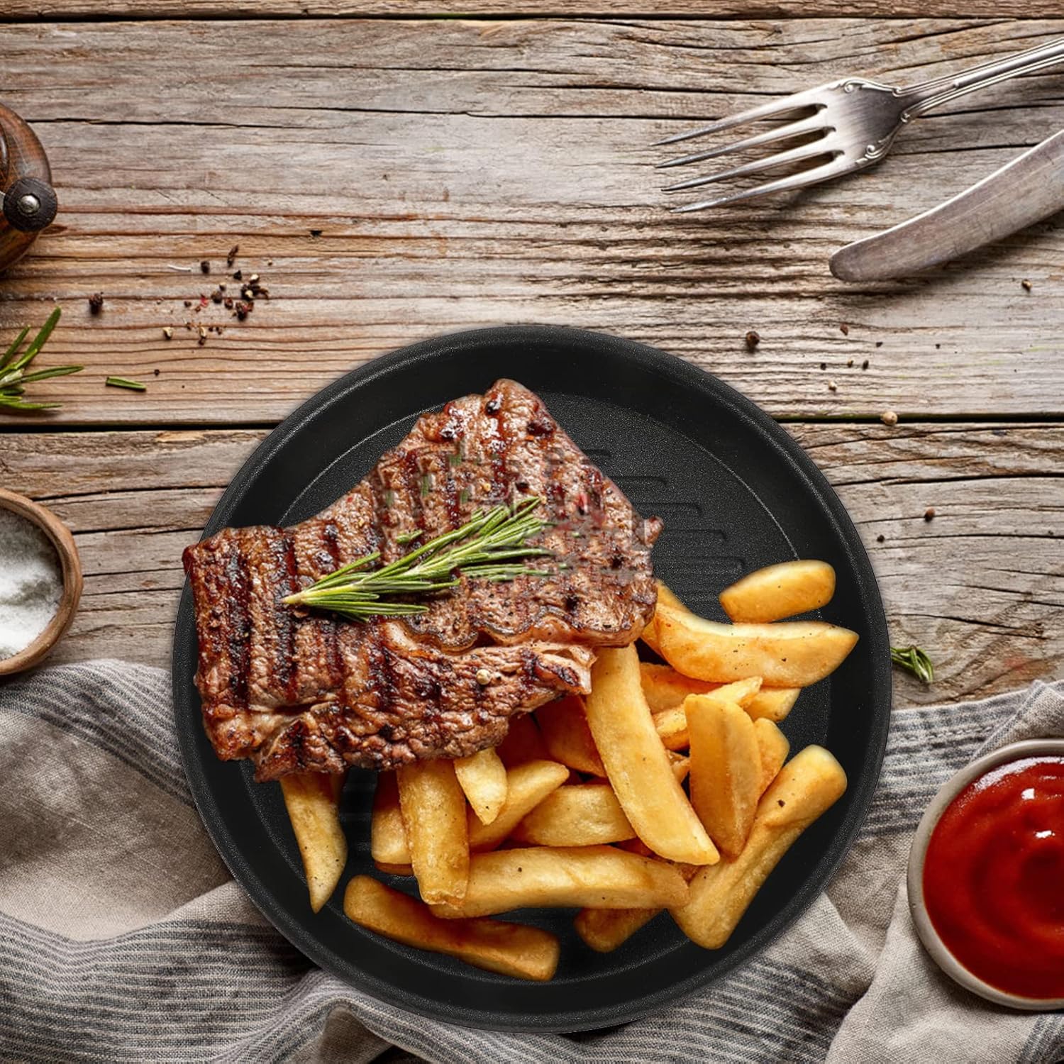 Portable Gas Grill Griddle Pan with Nonstick Cast Iron Surface for Stove or Baking