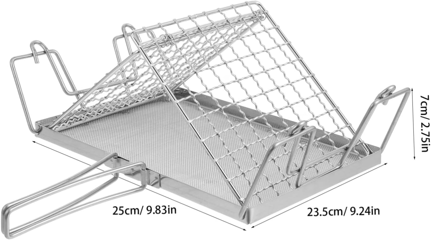 Portable Japanese Style Stainless Steel Camping Toaster Rack with Detachable Grill - Easy to Clean and Store